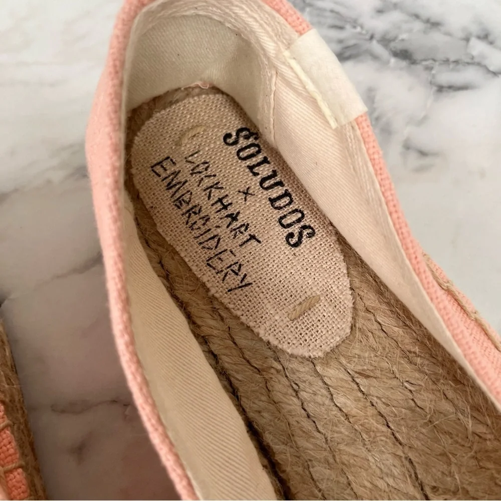 Anthropologie Soludos X Lockhart Embroidered aloha sun espadrille platform 8.5